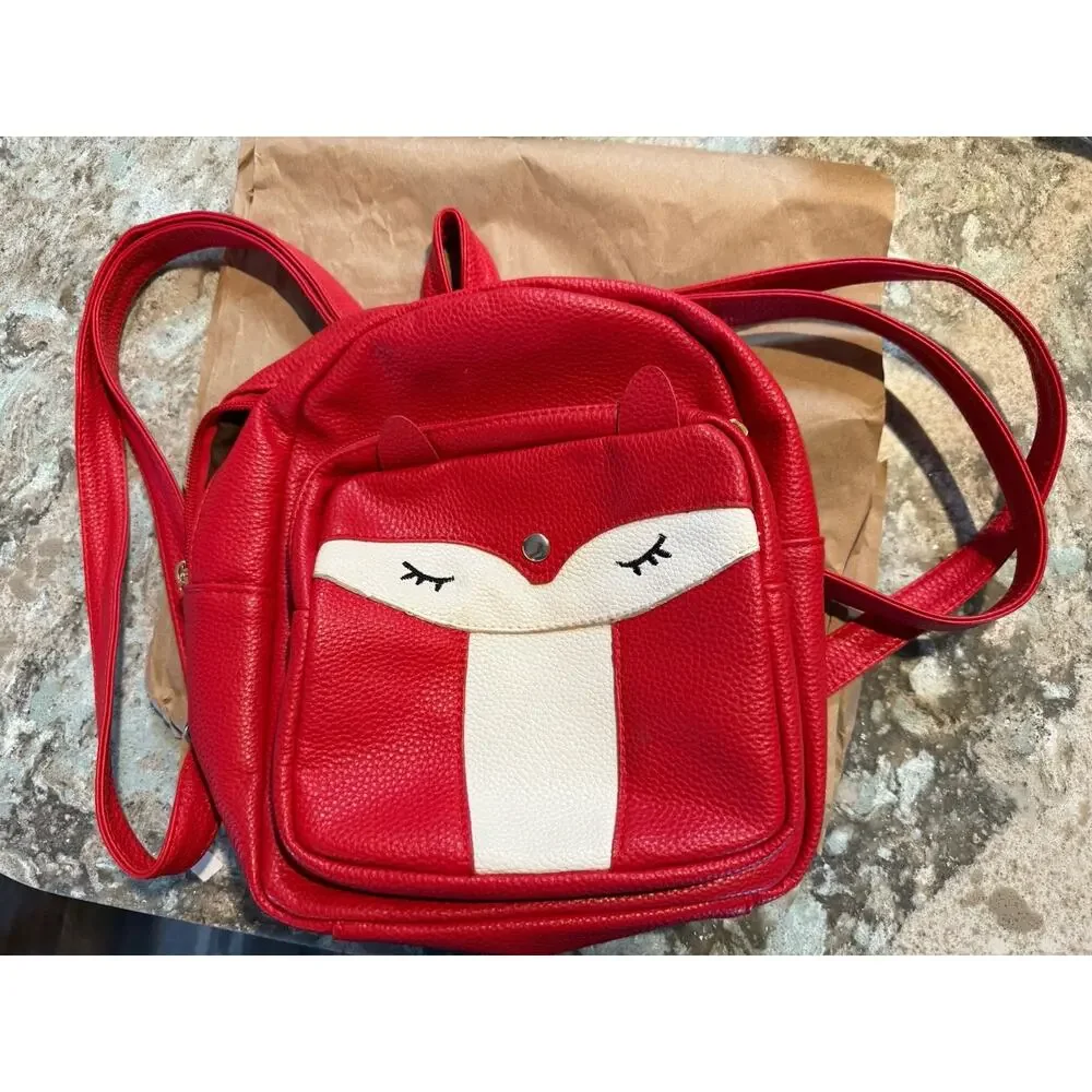 NEW Fox‎ Backpack, orange, mini, purse, leather like, lined
